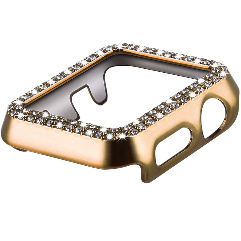 VIQIV Bling Protective Face Bumper Case Cover For Compatible with Apple Watch 38mm 42mm 40mm 44mm, Crystal Diamond Plate Frame Compatible With Apple iWatch Series 5 4 3 2 1 Gold - Image 4